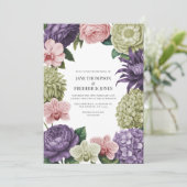 Blush Quartz, Soft Sage & Cloud Mauve Bruiloft Kaart (Staand voorkant)