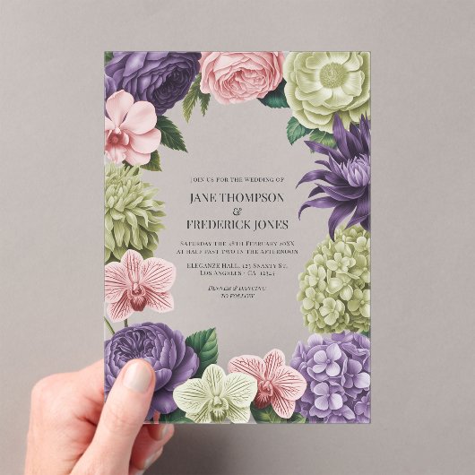 Blush Quartz, Soft Sage & Cloud Mauve Wedding Acryl Uitnodigingen (Insitu (Draagbaar))