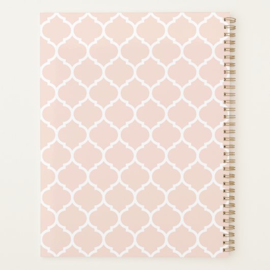 Blush quatrefoil patroon gepersonaliseerd planner (Achterkant)
