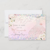 Blush Quinceanera Save Date Holographic Confetti I Kaart (Voorkant)