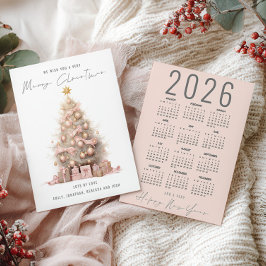 Blush Quirky Tree 2026 Kalender Vrolijk Kerstfeest Feestdagenkaart