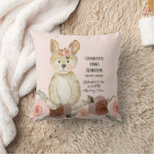 Blush Rabbit Floral Rozen Girl Baby Birth Stats Kussen (Deken)
