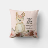 Blush Rabbit Floral Rozen Girl Baby Birth Stats Kussen (Voorkant)