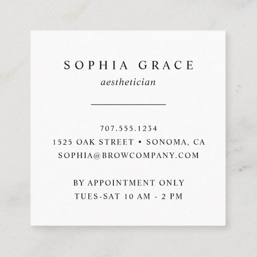 Blush Rain Haarstylist Vierkante Visitekaartje (Achterkant)