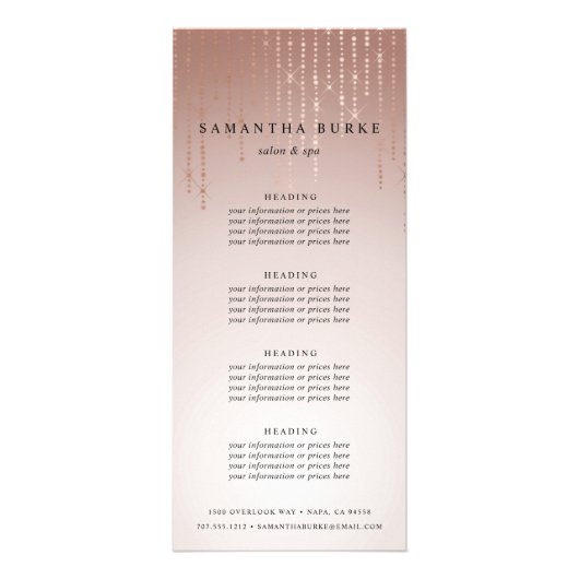 Blush Rain | Prijzen of diensten Reclamekaart