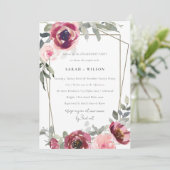 BLUSH RED BURGUNDY ROOS FLORAL VERLOVING INVITE BEDANKKAART (Staand voorkant)