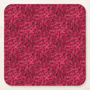 Blush Red Camouflage Patroon Kartonnen Onderzetters