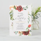 Blush Red Floral 90ste Verrassing Verjaardagsfeest Kaart (Staand voorkant)