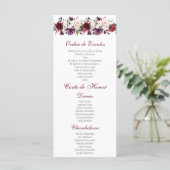 Blush Red Floral Quinceañera Programmakaart (Staand voorkant)