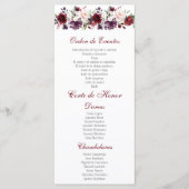 Blush Red Floral Quinceañera Programmakaart (Voorkant)