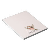 Blush Red Plaid Stripes Bird Notitieblok (Schuin)