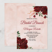 Blush Red Rose Floral Vrijgezellenfeest Brunch Kaart (Voorkant / Achterkant)