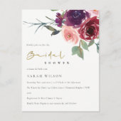 BLUSH RED ROSE WATERVERF FLORAL VRIJGEZELLENFEEST UITNODIGING BRIEFKAART (Voorkant)