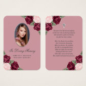 Blush Red Silver Memorial Funeral Prayer Kaart (Voorkant /achterkant)