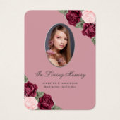 Blush Red Silver Memorial Funeral Prayer Kaart (Voorkant)