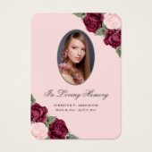 Blush Red Silver Memorial Funeral Prayer Kaart (Voorkant)
