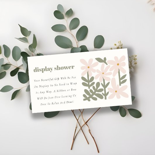 Blush Retro Bloemen Display Douche Baby shower Informatiekaartje