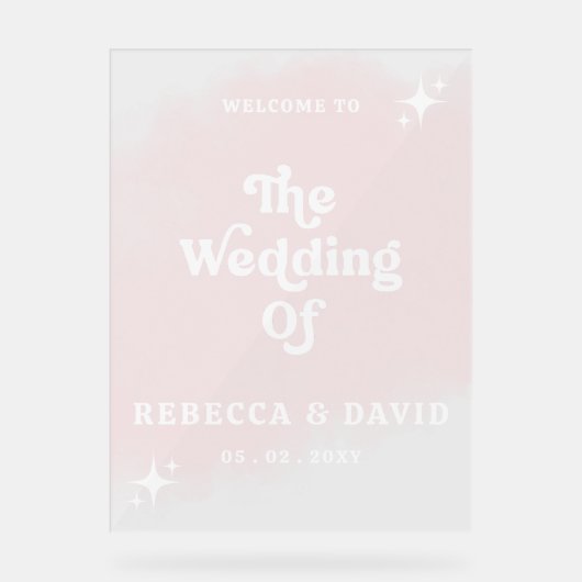 Blush Retro Bruiloft Welkomstbord Acryl Bord