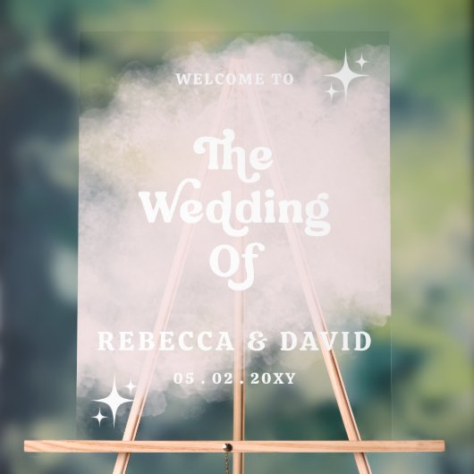 Blush Retro Bruiloft Welkomstbord Acryl Bord (Neutraal)