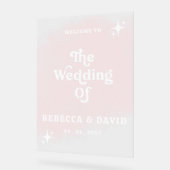 Blush Retro Bruiloft Welkomstbord Acryl Bord (Hoek)