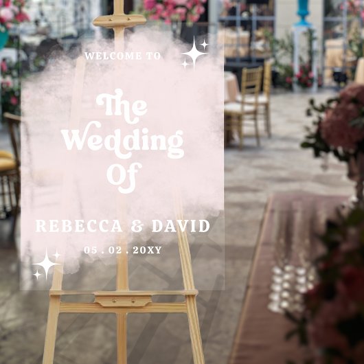 Blush Retro Bruiloft Welkomstbord Acryl Bord