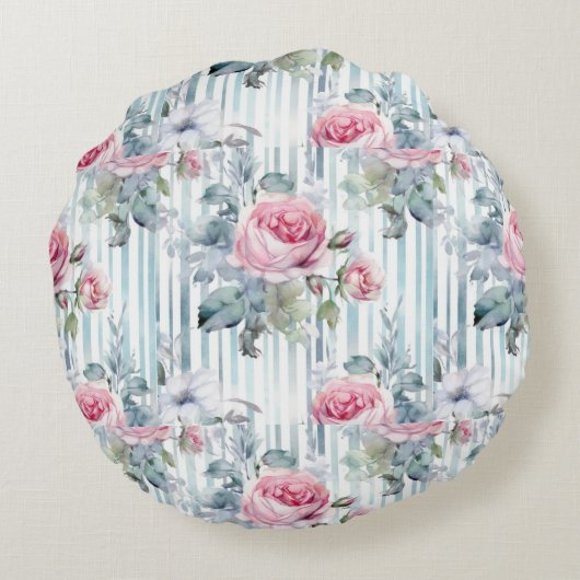 Blush Retro lente bloemachtergrond Rond Kussen (Achterkant)