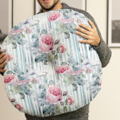 Blush Retro lente bloemachtergrond Rond Kussen