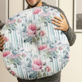 Blush Retro lente bloemachtergrond Rond Kussen