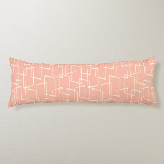 Blush Retro Lino Print geometrisch patroon Lichaamskussen (Voorkant)