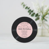 Blush Retro Vinyl Record Birthday Invitation Kaart (Staand voorkant)