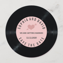 Blush Retro vinyl Record Weddenschap BEWAREN DATUM Save The Date
