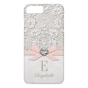 Blush Rhinestone Heart look Gedrukt kant en hoed Case-Mate iPhone Case