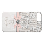 Blush Rhinestone Heart look Gedrukt kant en hoed Case-Mate iPhone Case (Achterkant (Horizontaal))