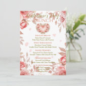 Blush Rococo Floral Heart Galentine Brunch Menu Kaart (Staand voorkant)