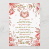 Blush Rococo Floral Heart Galentine Brunch Menu Kaart (Voorkant)