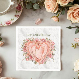 Blush Rococo Floral Heart Galentine Garden Elegant Servet