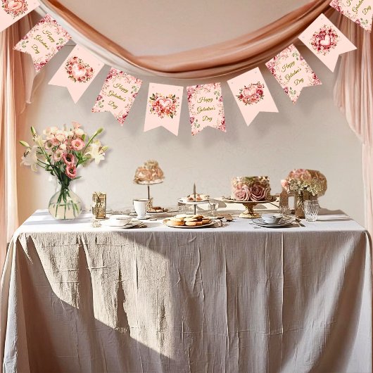 Blush Rococo Garden Galentine Party Floral Flags Vlaggetjes