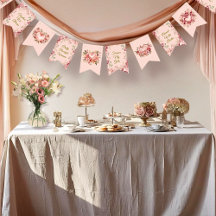 Blush Rococo Tuin Galentine Feest Bloemenvlaggen