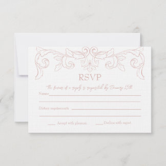 Blush Rococo Wedding RSVP Kaart
