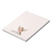 Blush Rode Geruite Strepen Vogel Notitieblok (Linkerzijde)