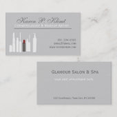 Blush, rode lipstick, cosmetische make-upartiest afsprakenkaartje (Voorkant / Achterkant)