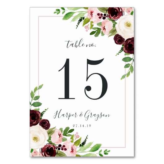 Blush Romance | Aangepaste Kaart tabelnummer (Voorkant)
