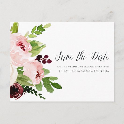Blush Romance Bewaar de datum Aankondigingskaart (Voorkant)