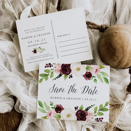 Blush Romance Bewaar de datum Aankondigingskaart