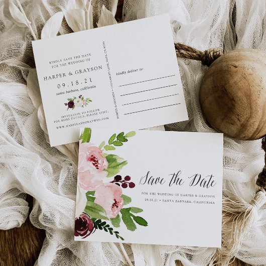 Blush Romance Bewaar de datum Aankondigingskaart