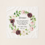 Blush Romance Bloemenmeisje Poem Sjaal<br><div class="desc">Geef je bloemmeisje een lief stokpaardje met haar naam, je namen, en een verbijsterend gedicht omringd door een botanische grove waterverf bladerbloem en bloemen met een bloesem en een brutale waterverf die passen bij onze Blush Romance bruiloft. Het gedicht leest: "Vandaag heb je een mand bloemen, op een dag zal...</div>