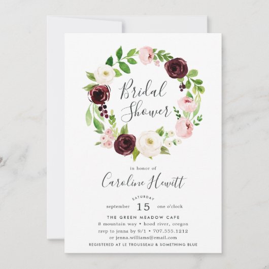 Blush Romance Bridal Shower-uitnodiging Kaart (Voorkant)