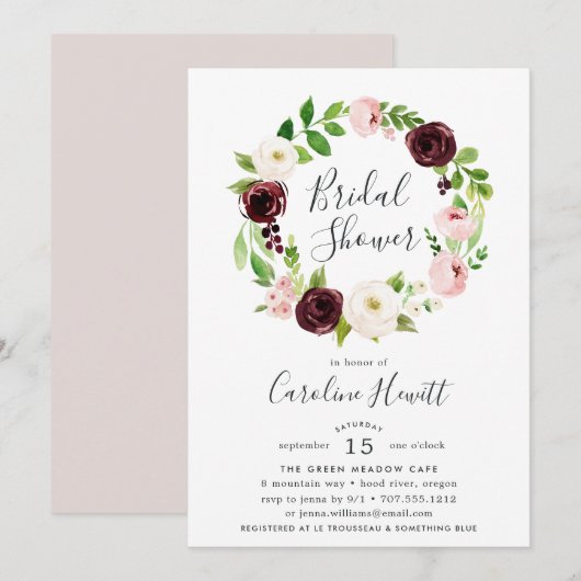 Blush Romance Bridal Shower-uitnodiging Kaart (Voorkant / Achterkant)