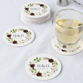 Blush Romance bruiloft monogram & datum Ronde Kartonnen Onderzetter