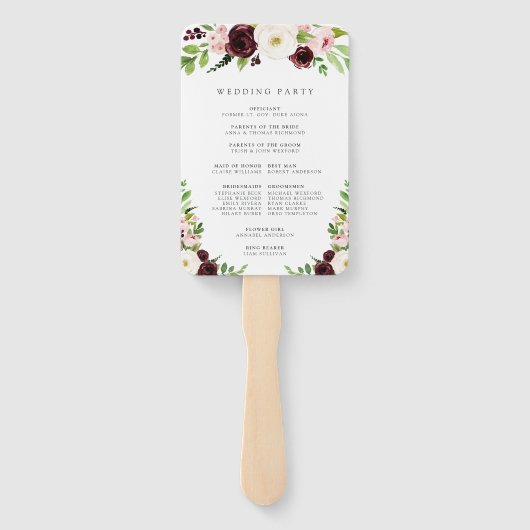 Blush Romance bruiloft programma Handwaaier (Achterkant)